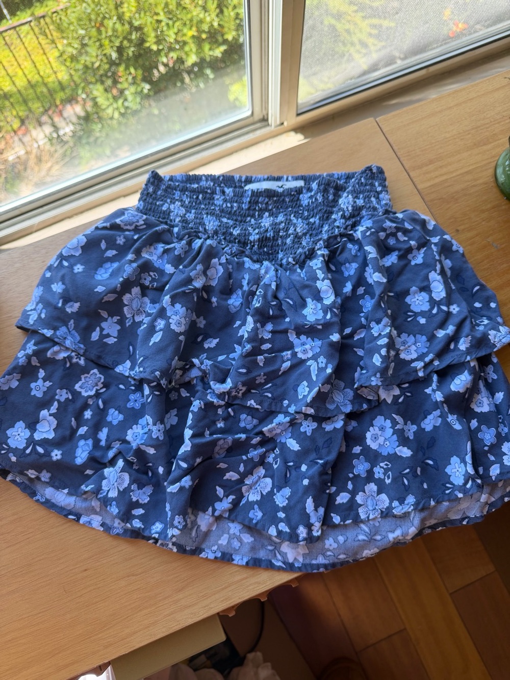 Hollister Blue Floral Tiered Mini Skirt